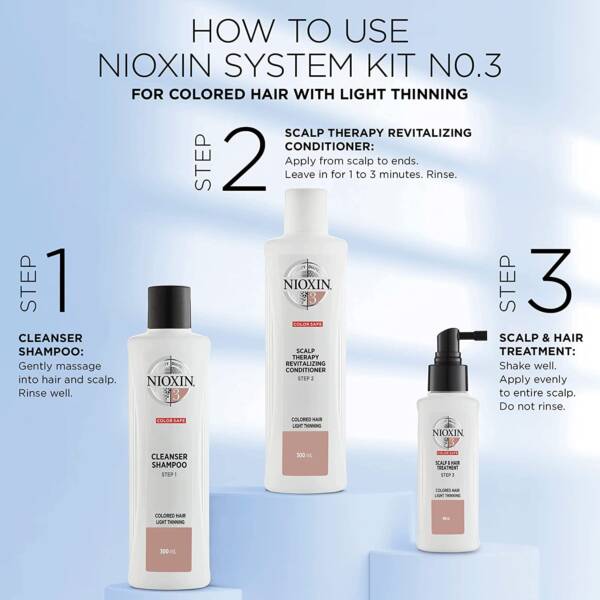 NIOXIN SYSTEM 3 CLEANSER SHAMPOO COLORED HAIR 300ml - Image 3