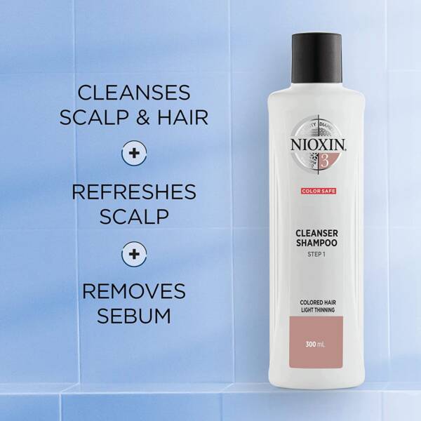 NIOXIN SYSTEM 3 CLEANSER SHAMPOO COLORED HAIR 300ml - Image 2